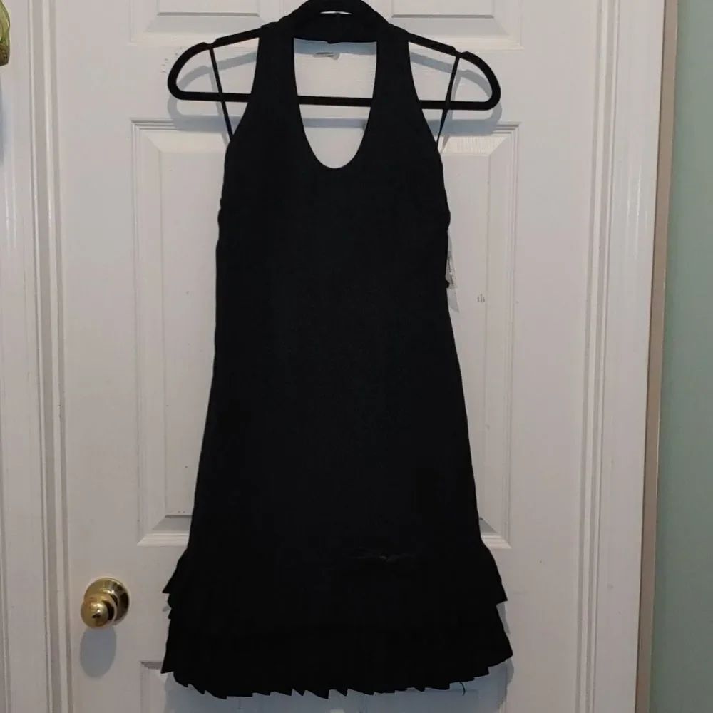 Amanda Smith Petites sexy black halter dress Sz 4P NWT
